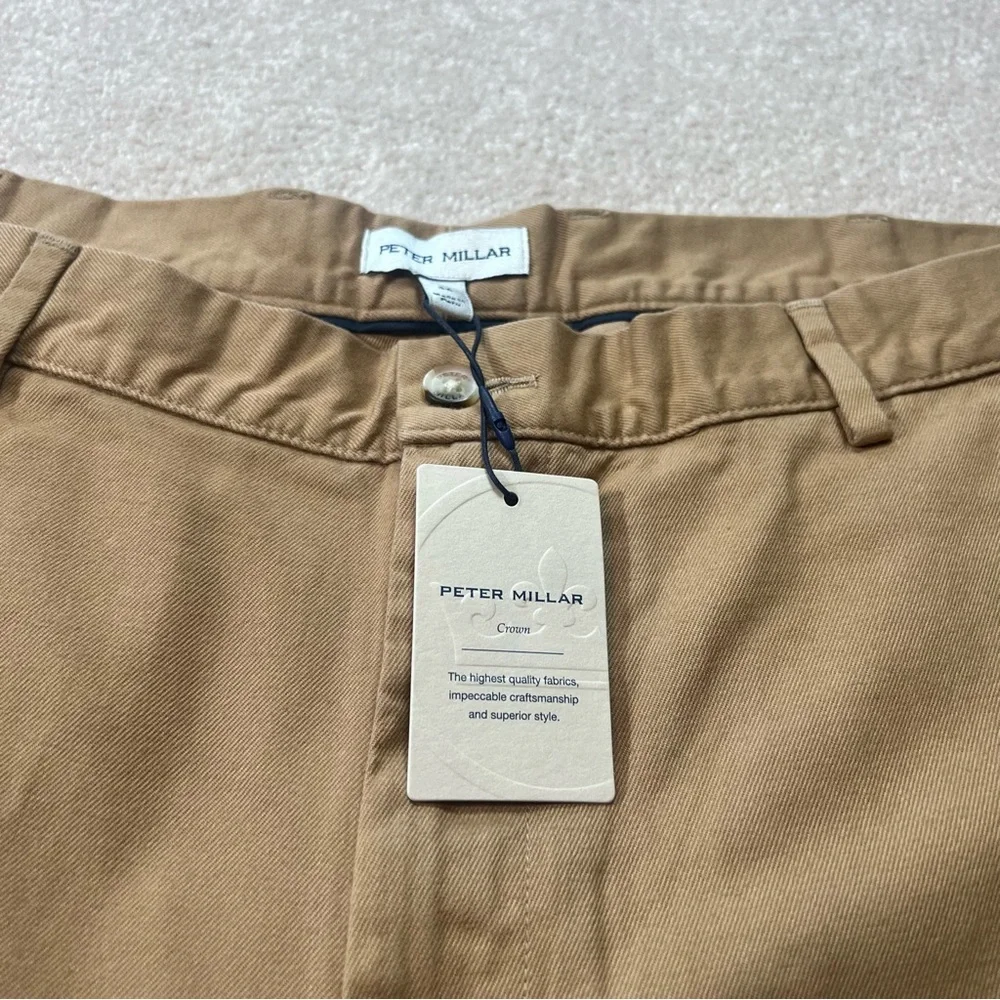 Peter Millar Mens Shorts Casual Chino Khaki Flat Front Size 36 - Picture 3 of 7